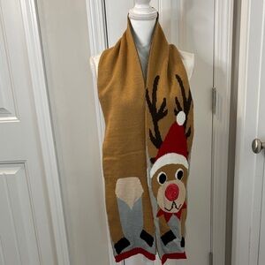 Rudolph ReindeerChristmas Cozy Knit Scarf with Sequin Nose
